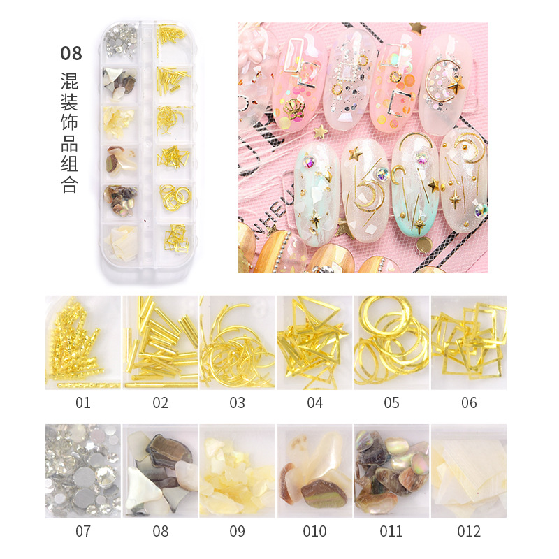 Red Sol Rojo estilo Joujou arte del clavo natural abalone rebanada delgada pieza de cáscara gruesa uñas arte joyería remache traje