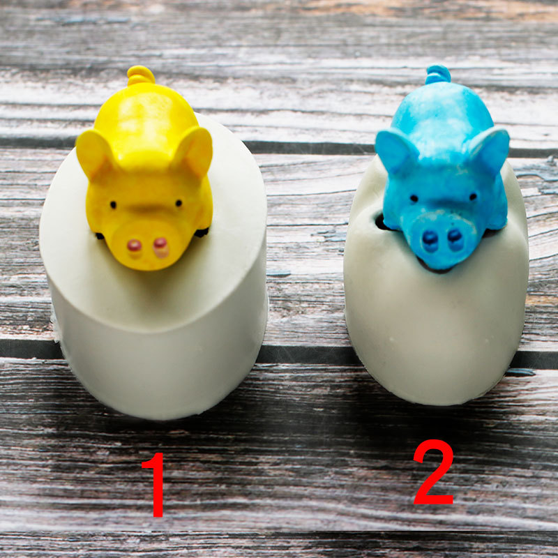 Tridimensional pequeño cerdo de oro molde de silicona molde de chocolate DIY mousse hornear postre