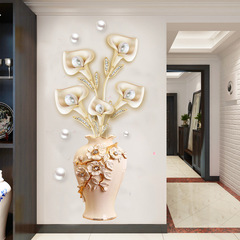 GS9856 Pearl Vase 3D Wall Sticker for Entrance Hall Wall Decoration Self-Adhesive Wallpaper Warm Bedroom