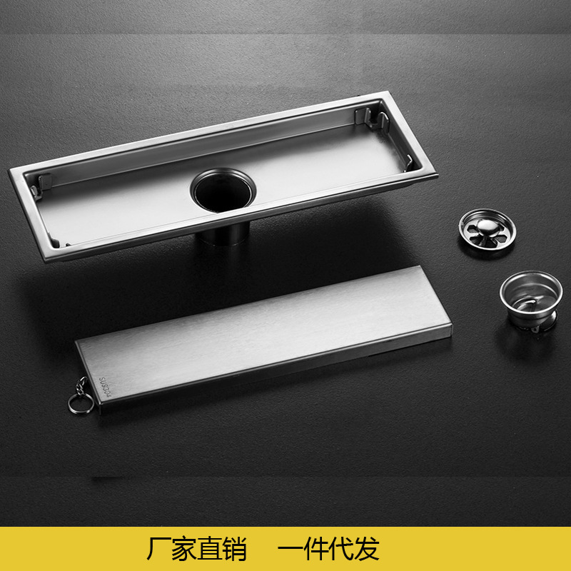 Desagüe de piso invisible 304 de acero inoxidable/desodorante rectangular a prueba de insectos drenaje de piso Amazon entrega transfronteriza de una sola pieza