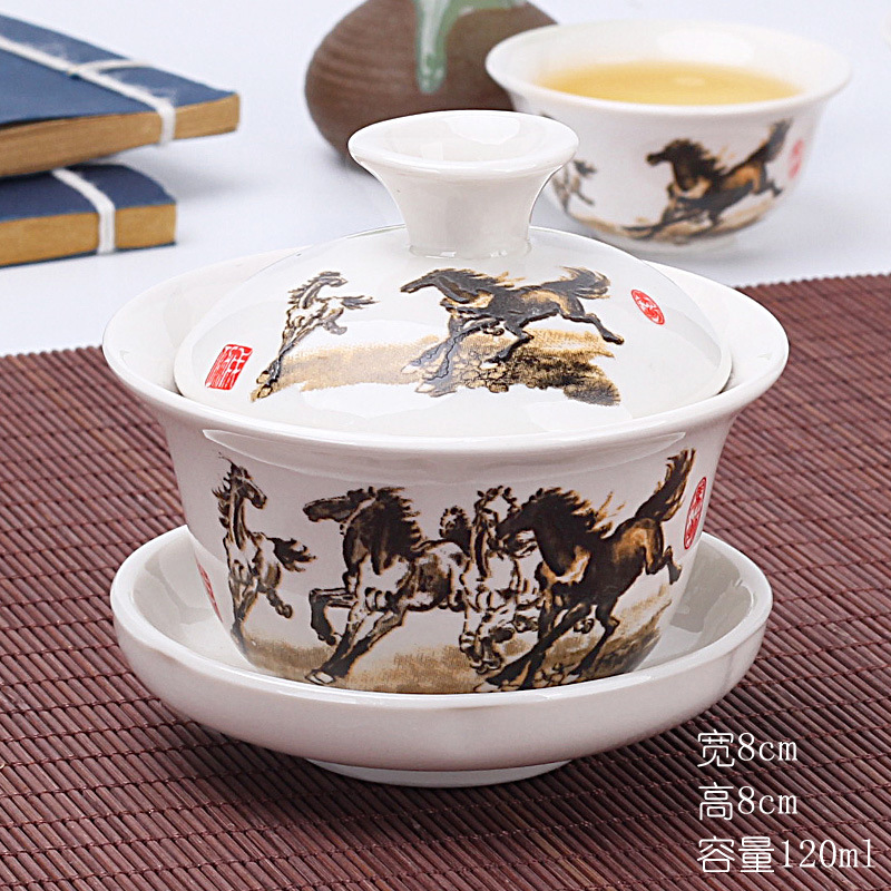 Tazón de fuente de entrega de una pieza taza de té de cerámica tazón de té tazón de tres piezas dehua Jade porcelana mini tamaño pequeño Kung Fu taza de burbuja