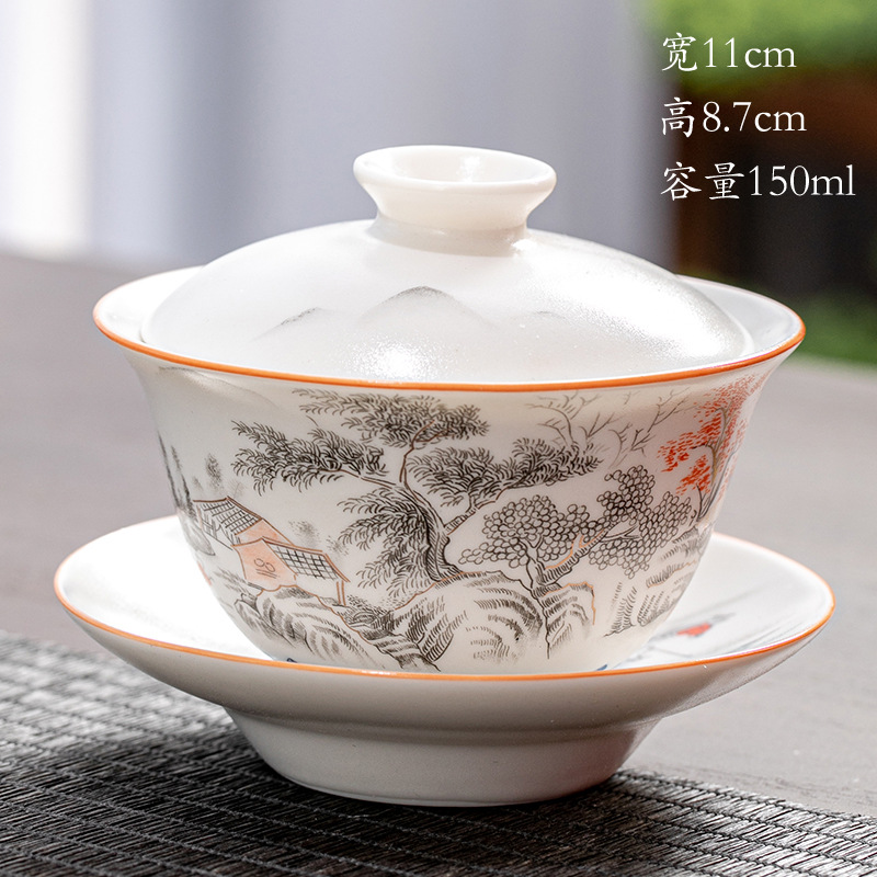 Tazón de fuente de entrega de una pieza taza de té de cerámica tazón de té tazón de tres piezas dehua Jade porcelana mini tamaño pequeño Kung Fu taza de burbuja