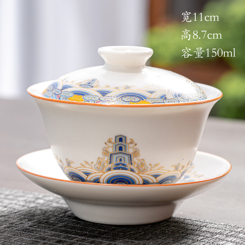 Tazón de fuente de entrega de una pieza taza de té de cerámica tazón de té tazón de tres piezas dehua Jade porcelana mini tamaño pequeño Kung Fu taza de burbuja