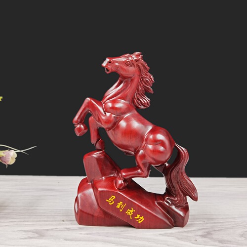 Rosewood horse ornaments wooden craft gifts zodiac horse opening gifts housewarming celebration living room decoration horse to success