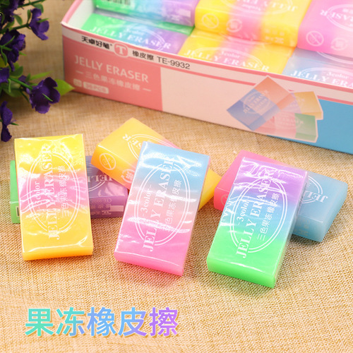 Tianzhuo 9932 three-color jelly color eraser three-dimensional crystal school supplies eraser Q elastic jelly color new style
