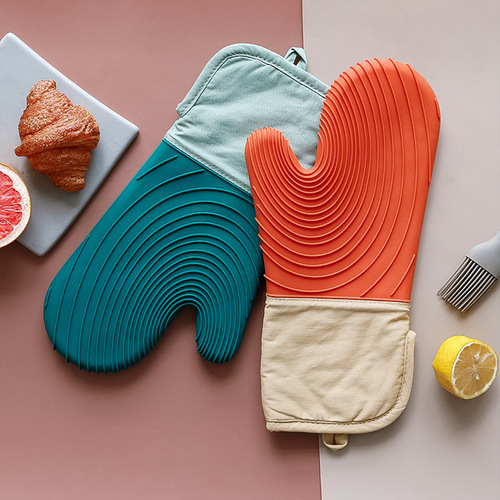 Modern and simple thickened silicone heat-proof gloves, microwave oven, heat-insulated baking gloves, kitchen supplies