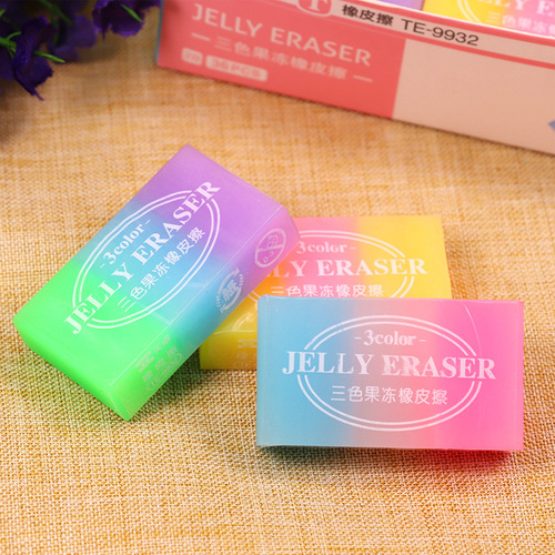 Tianzhuo 9932 three-color jelly color eraser three-dimensional crystal school supplies eraser Q elastic jelly color new style
