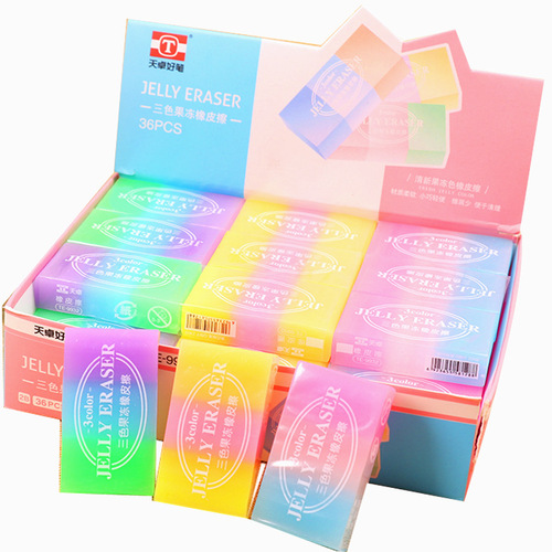 Tianzhuo 9932 three-color jelly color eraser three-dimensional crystal school supplies eraser Q elastic jelly color new style