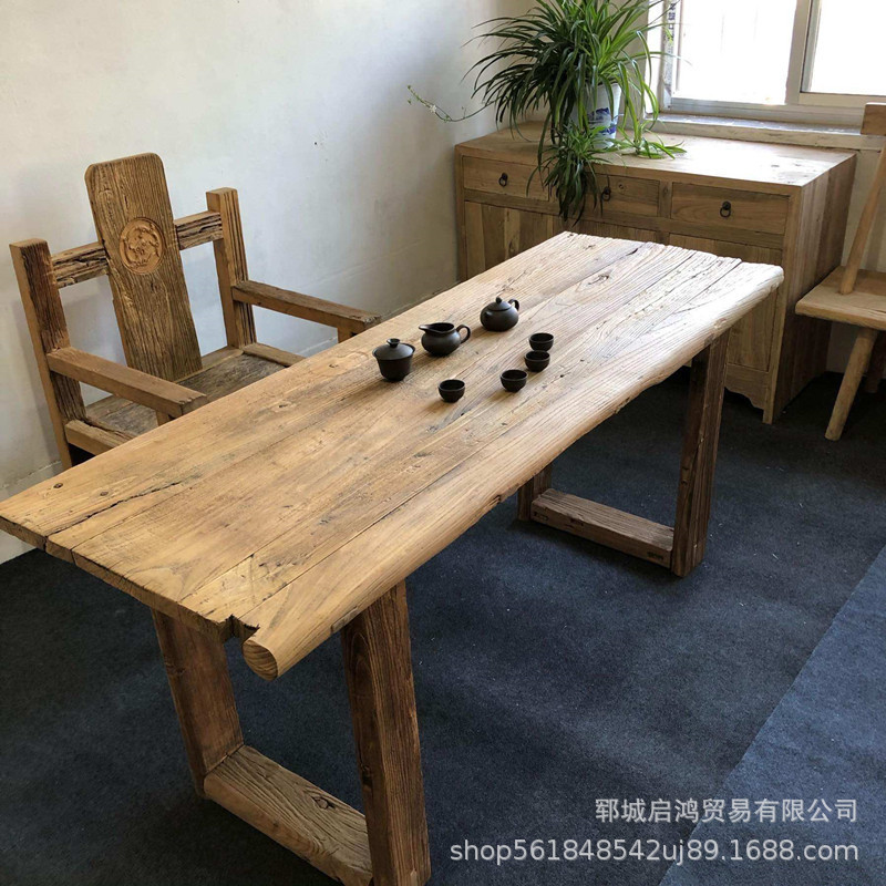 Manufacturer's Old Elm Door Panel, Old Elm Old Wooden Door, Old Door Panel, Tea Table, Solid Wood Tabletop, Home Balcony Long Dining Table Manufacturer's Old Elm Door Panel, Old Elm Old Wooden Door, Old Door Panel, Tea Table, Solid Wood Tabletop, Home Balcony Long Dining Table