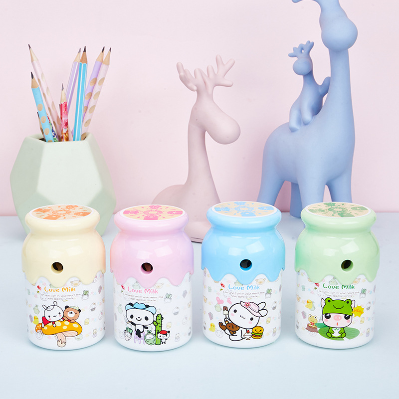Gezhi feliz 7981 soleado botella Sacapuntas de lápiz Sacapuntas de los niños lindo Sacapuntas de acero de aleación núcleo de cuchillo sacapuntas