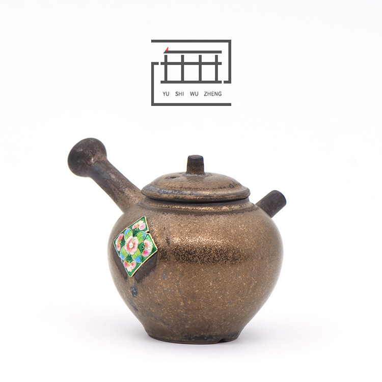 Japanese Stoneware Side Pot Kiln Change Sprinkling Gold Glaze Tea Set Teapot Ceramic Creative Cloisonne Urgent Beard Pot