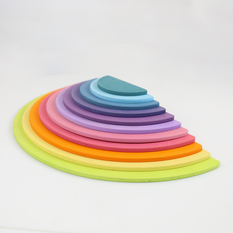Madera Jenga Rompecabezas Torre de pila de bebés Juguetes de madera Educación temprana para niños Arco iris Pila grande Pila de bloques de construcción