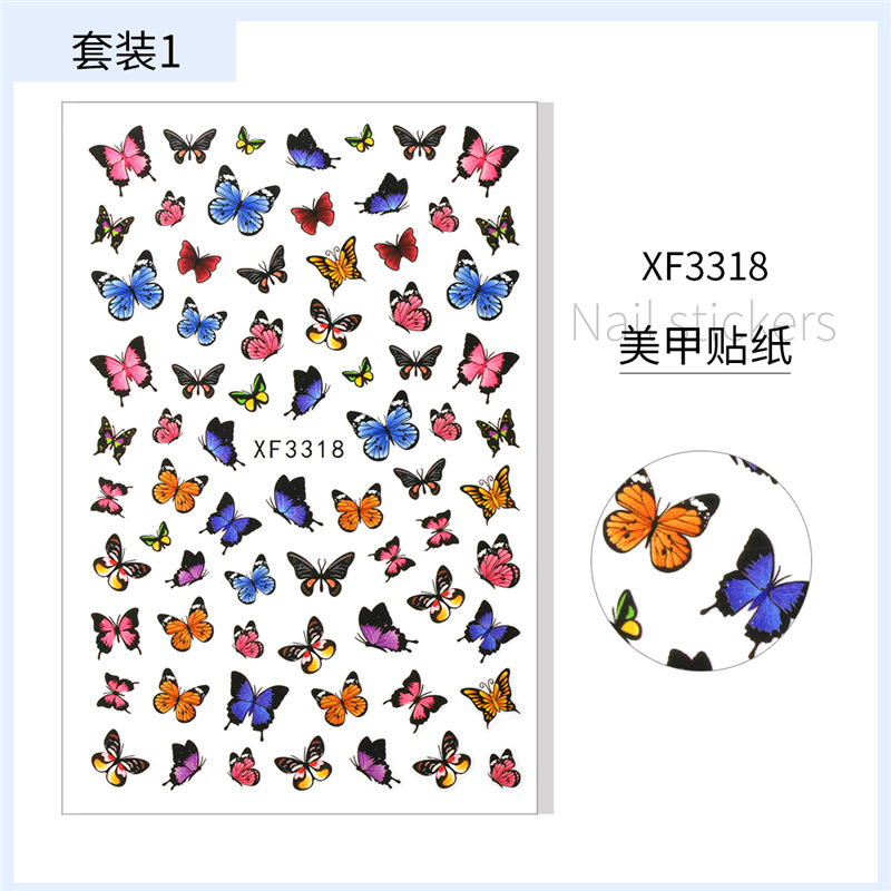 Transfronterizo Venta caliente uñas mariposa pegatinas traje ins estilo impermeable lindo mariposa uñas pegatinas 6 sets