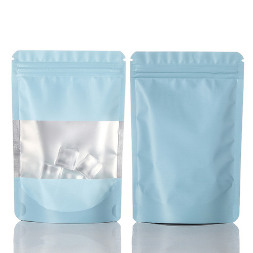 Colored windowed self-standing aluminum foil bag frosted ziplock bag cat and dog food self-standing food packaging bag nut sealed bag