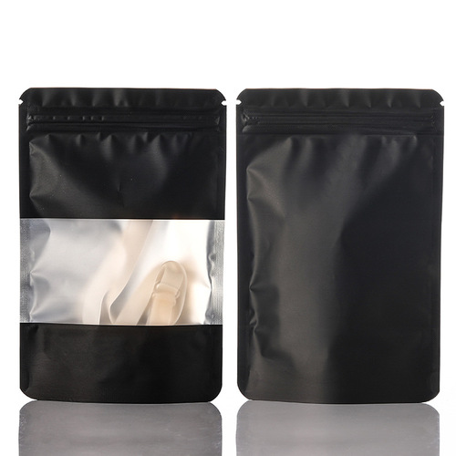 Colored windowed self-standing aluminum foil bag frosted ziplock bag cat and dog food self-standing food packaging bag nut sealed bag