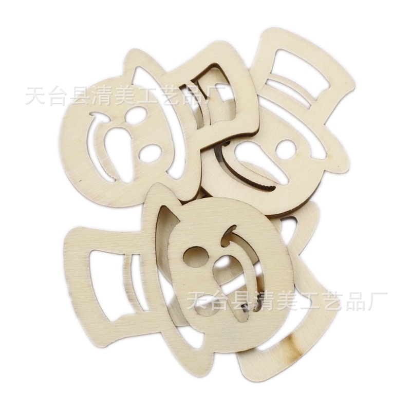 7 adornos navideños colgantes de Navidad, piezas de madera de dibujos animados creativos naturales naturales, 10 piezas en un paquete