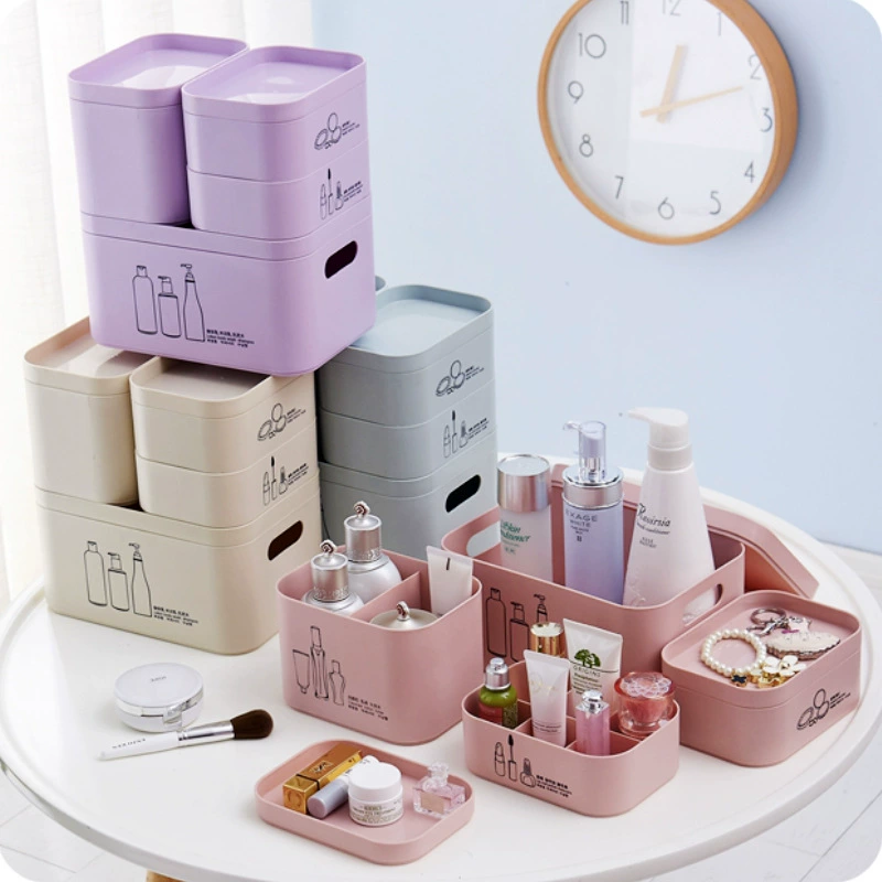 Table cosmetic plastic storage box, matte cover, face mask, lipstick for skin care, set, European style