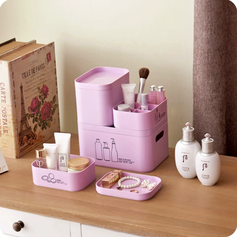 Table cosmetic plastic storage box, matte cover, face mask, lipstick for skin care, set, European style