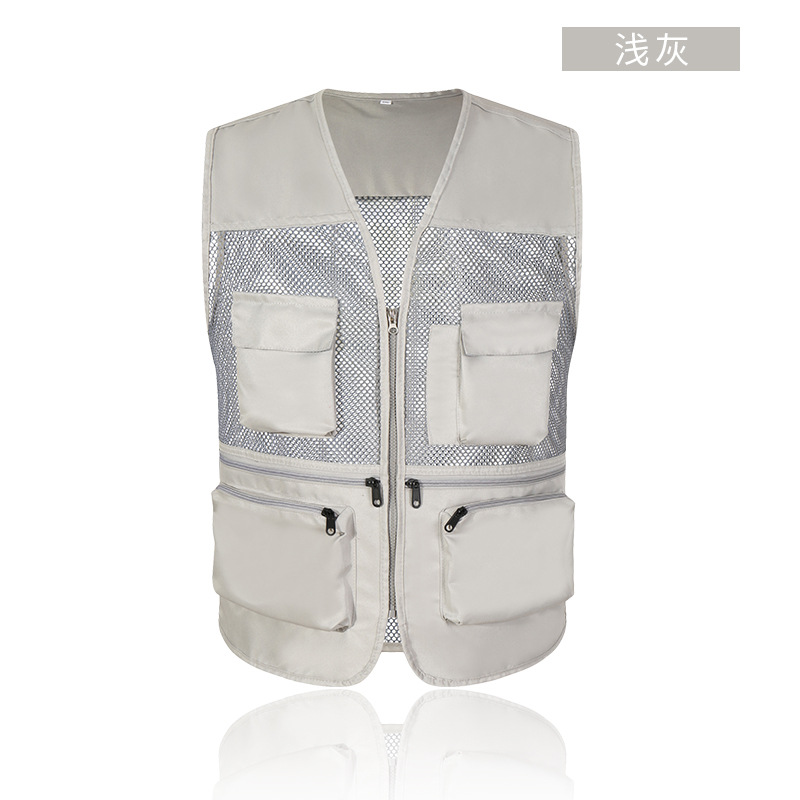 通気メッシュ網糸多ポケットベストカスタム男性撮影釣り多ポケット馬甲カスタムロゴ