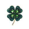 High-end glossy fashionable crystal lapel pin, metal pin, clothing, accessories, brooch, South Korea, four-leaf clover