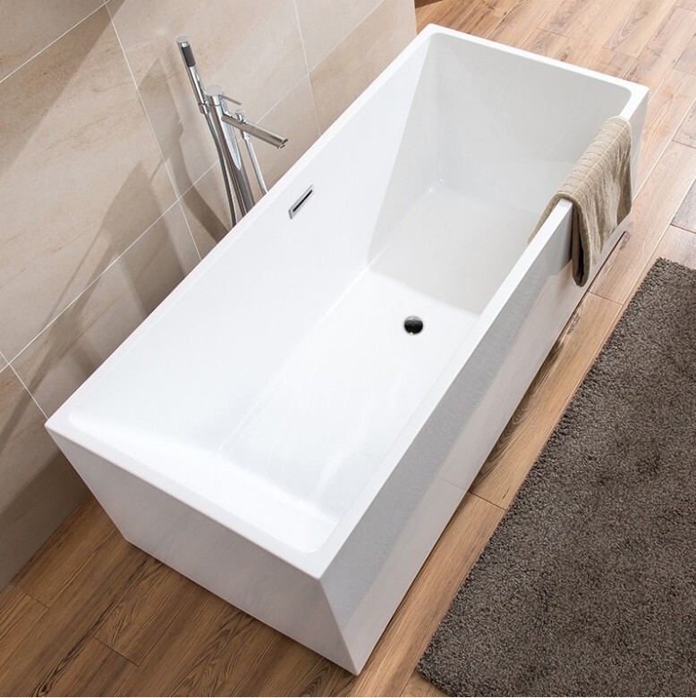 Factory straight hair square acrylic adult bathtub hotel freestanding installation freestanding bathtub