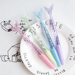 Creative Colorful Laser Plated Mermaid Oil-Based Neutral Pen Flow Sand Pink Delicate Signature Pen Girl Heart Ballpoint Pen