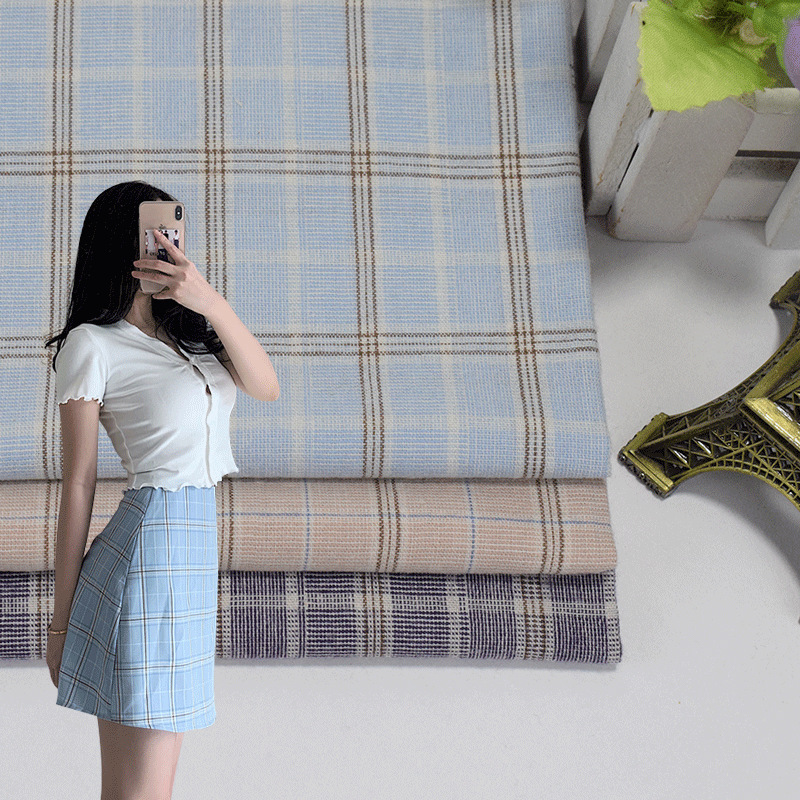 现货新品 色织格子面料 男女日系春夏格子衬衫布料