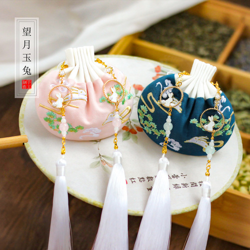 Qian Li Dragon Boat Festival Aroma sachet Embroidery Sachet Empty Bag Jade Rabbit Aroma Sachet New Year Ancient Style Hanfu Ornament Wholesale