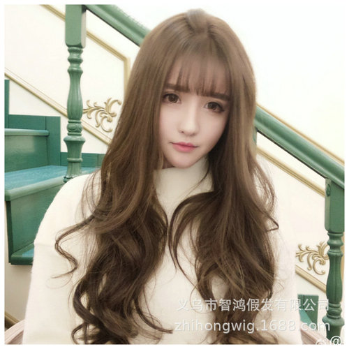 Factory Wholesale New Trendy False Hair for Women, Long Straight Wavy Hair, Korean Style Air Bangs