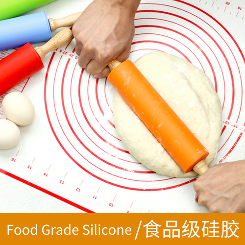 Factory silicone rolling pin roller rolling pin wooden double-ended handle dumpling skin flour rolling pin wholesale