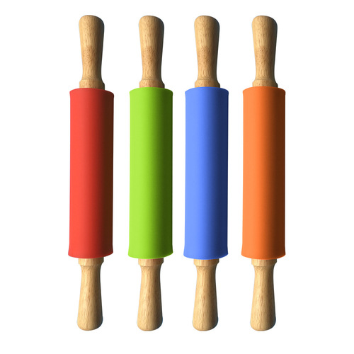 Factory silicone rolling pin roller rolling pin wooden double-ended handle dumpling skin flour rolling pin wholesale