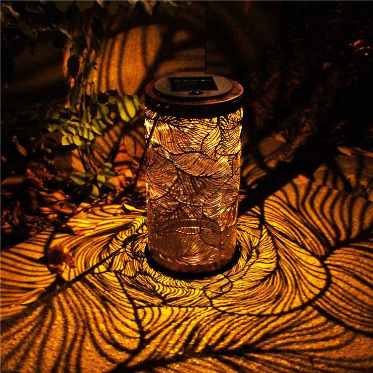 Amazon cross-border led solar lantern tree lamp outdoor courtyard landscape lamp decoration hollow iron hanging lamp
