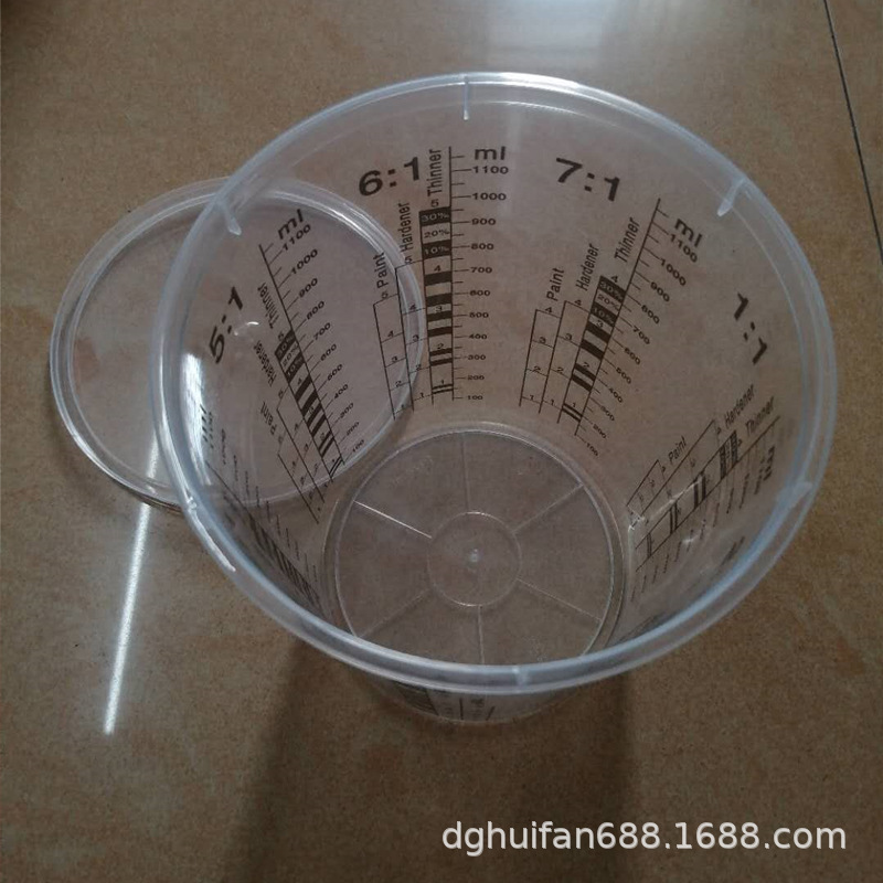 Taza de pintura 550ML Taza de plástico para el hogar del automóvil Taza de impresión de escala 50OZ Taza de medición 10OZ con tapa