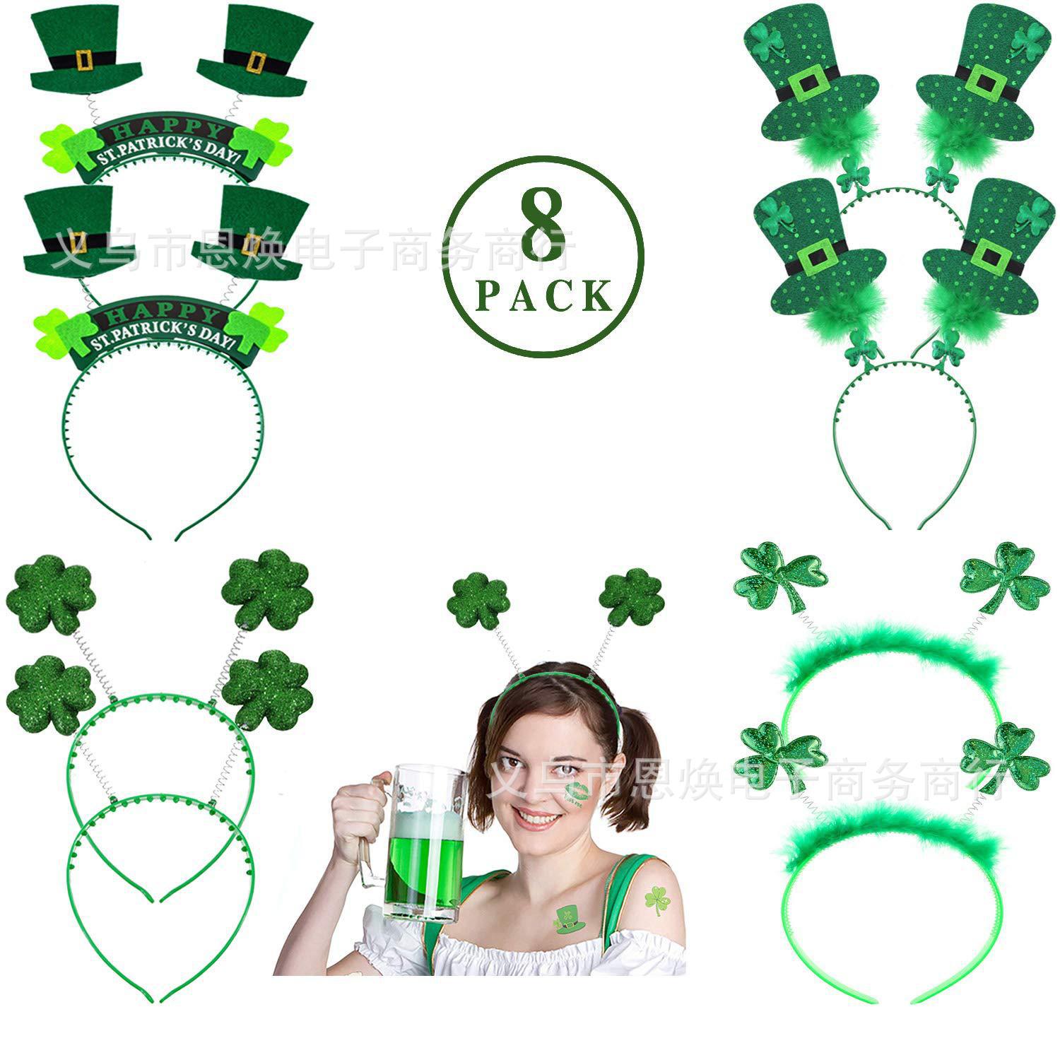 2020 nuevo traje de St Patrick diadema irlandesa conjunto de ocho piezas Amazon mismo suministro