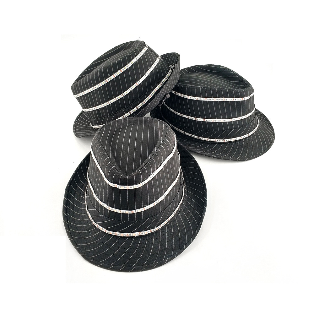 LED luminoso sombrero bar espectáculo nocturno accesorios luminosos flash fresco inalámbrico hip hop sombrero de copa