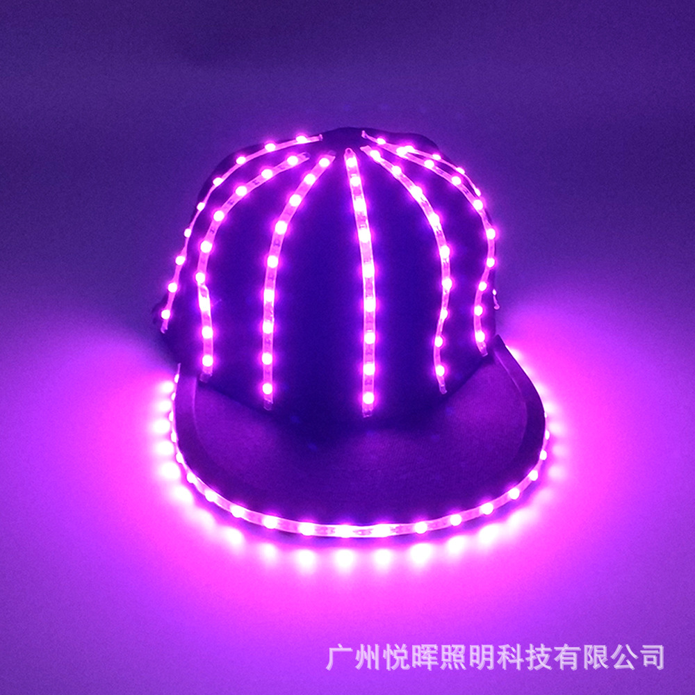 LED luminoso sombrero bar espectáculo nocturno accesorios luminosos flash fresco inalámbrico hip hop sombrero de copa