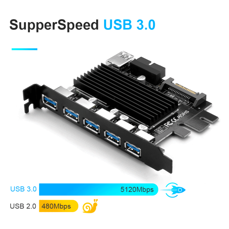 For desktop PCI-E adapter USB3.0 expansion card USB PCI-E adapter PCI-E docking station HUB