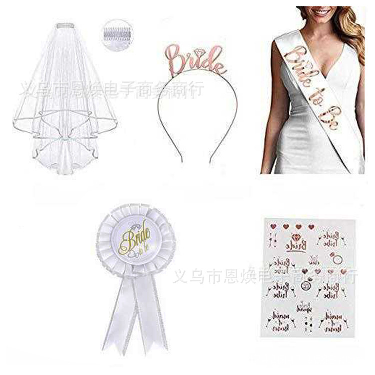 Bachelor Party novia de oro rosa para ser correa de hombro banda ceremonial nupcial de dos piezas corona diadema