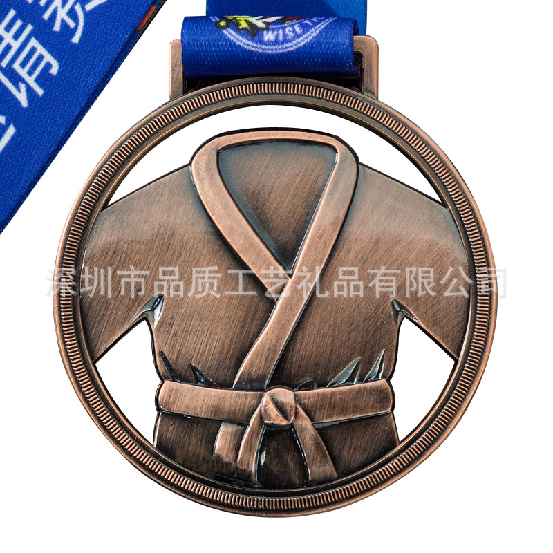 Empty-Handed Judo Wrestling Taekwondo Competition Medal Martial Arts Metal Medal Customized Commemorative Medal Three-Dimensional Taekwondo