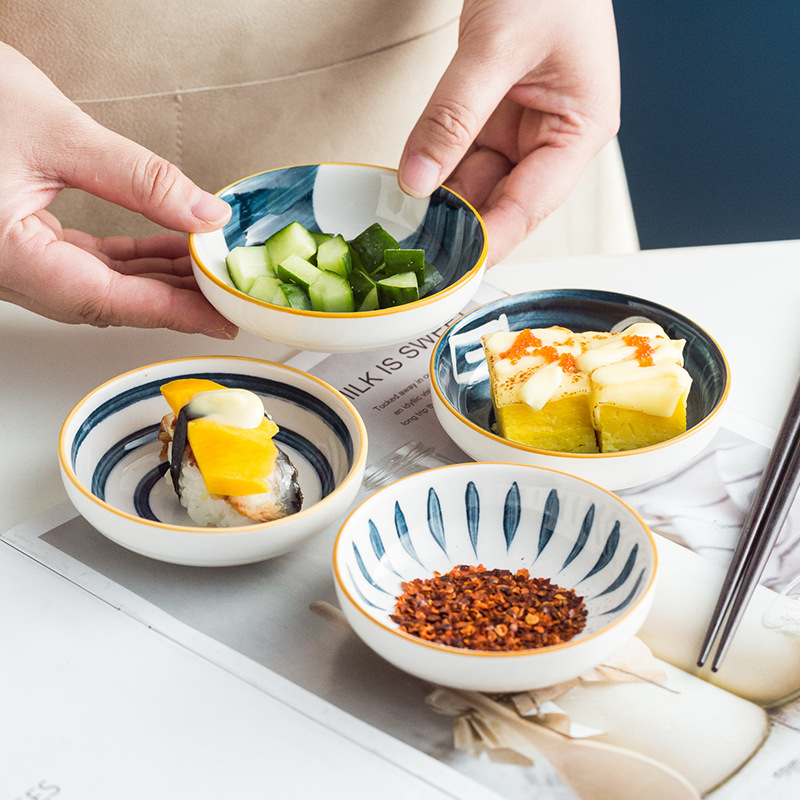 Wholesale Japanese Tableware Underglaze Color Machine Printing Sauce Dish Seasoned Dish Small Round Dish Creative Internet Celebrity Wholesale Japanese Tableware Underglaze Color Machine Printing Sauce Dish Seasoned Dish Small Round Dish Creative Internet Celebrity