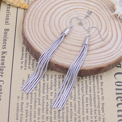 Unique Chinese style long earrings with silver plating, six ear wires, pastoral style fashionable earrings, women's earrings, simple princess earrings