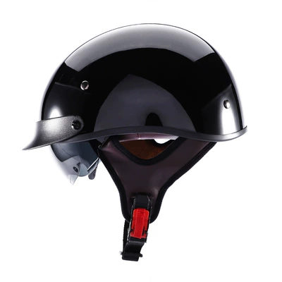 Motorcycle Helmet Men's Spring and: Motosiklet kaskı (dəbilqə) - 112-bright-black-pure-black-with-black-mirror-s