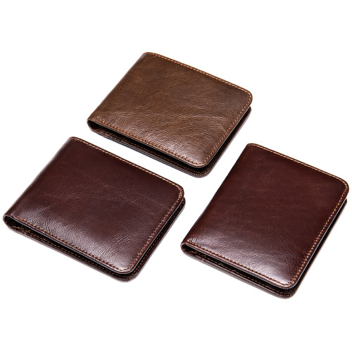 Wholesale handmade wallet men's genuine pickup bag short retro coin purse multi-card layer anti-magnetic cowhide bag dropshipping