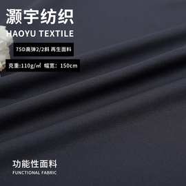 75D高弹2/2斜布料 防水防风羽绒服夹克冲锋衣面料来样