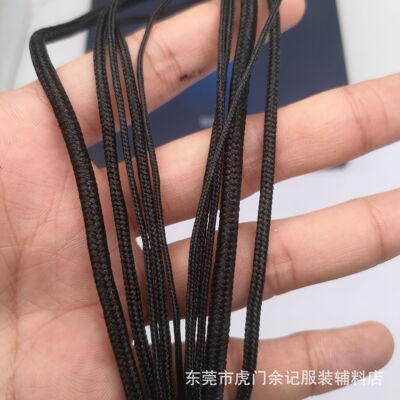black Nylon rope Cored weave Polyester fiber Pull out rope Luggage and luggage parts Manufactor wholesale outdoors Tied rope