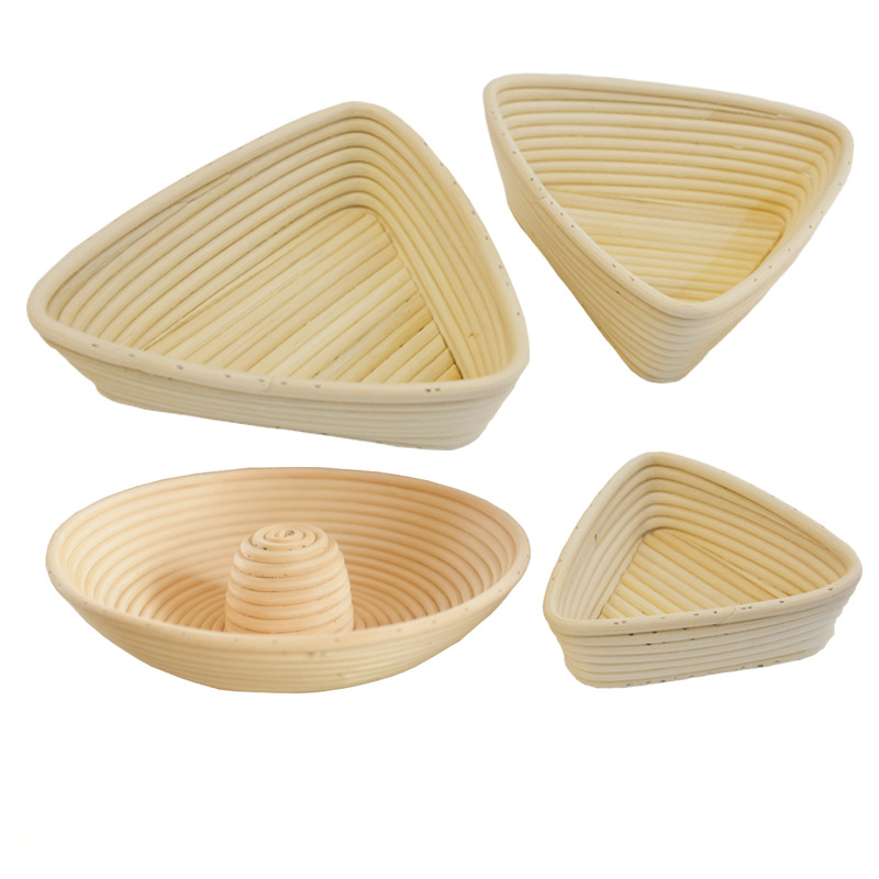 Imagen cesta de pan artesanal triángulo estilo europeo cesta de pan forma de anillo accesorios para hornear cesta de almacenamiento cesta de fermentación de pan