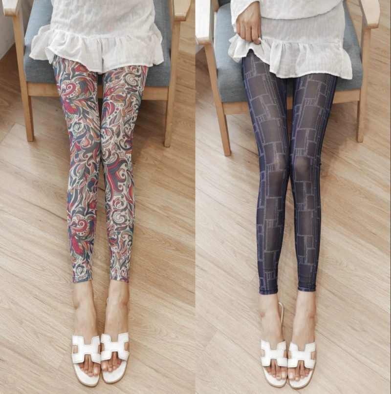 Лет leggings сверхтонкие летом, шёлковые брюки, облегающие
