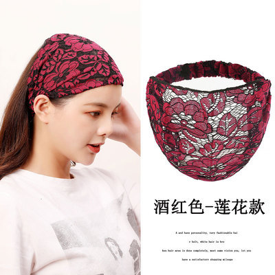 Banda de pelo de encaje fino de ala ancha de verano diadema que cubre el cabello blanco europeo y americano dulce todo fósforo pelo presionando diadema tocado pelo neto