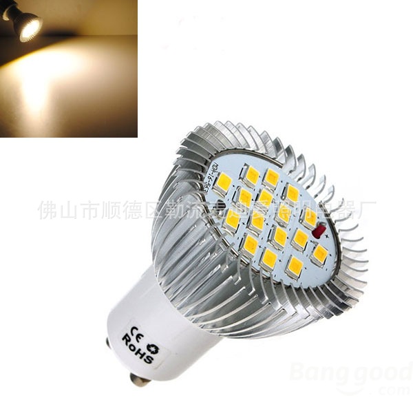 亚马逊      GU10 16珠5730smd 5W射灯车铝杯恒流宽压led灯杯