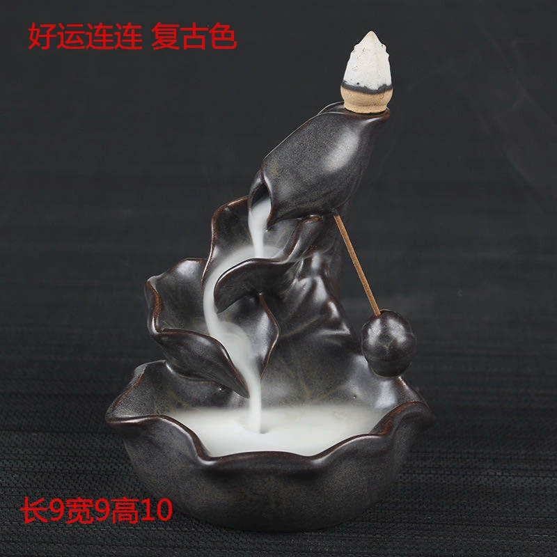 Ceramic Backflow Incense Burner, Lotus Inverted Design, Decorative Buddha Incense Holder